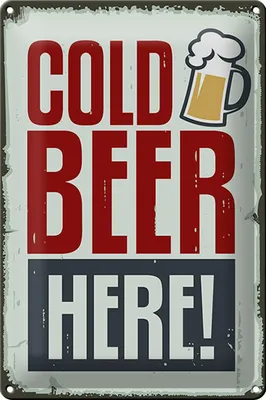 Produktbild von Blechschild 20x30cm Cold beer here Bier