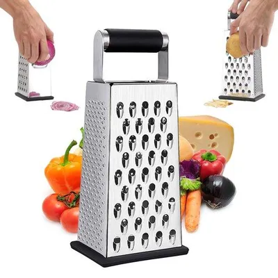 Obrázek produktu pro Kuchyňské struhadlo z nerezové oceli, čtyřstranné stolní struhadlo s rukojetí, struhadlo na sýr, kuchyňské náčiní