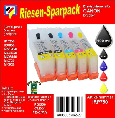 Produktbild von CISS / Easyrefill  für PGI550 & CLI551 - Dr. Inkjet Starterpackung