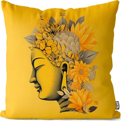 Produktbild von VOID Buddah Blumen Asien Statue Kissenbezug Kissenhülle Polyester wasserfest Outdoor Indoor