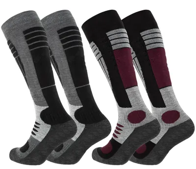 Produktbild von Cotton Prime® Ski & Snowboard Socken 2 Paar Wintersport Kniestrümpfe 43-46 Bordeaux