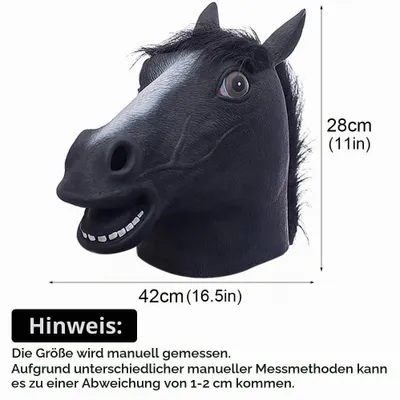 Produktbild von Pferdemaske für Erwachsene Halloween, weiße Pferdekopfmaske, Kostüm Zubehör