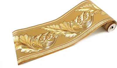 Produktbild von Medusa Wandbordüre Mäander Lorbeer Gold Barock Band Tapete Medusa Style 5 Meter Rolle Wandmuster Wand Tattoo Wandbild Deckenmuster