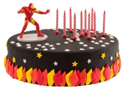 Produktbild von Averngers Iron Man Tortendeko Set mit Kerzen