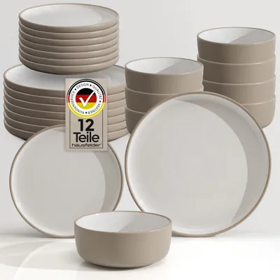 Produktbild von Steingut Geschirrset  8 Personen,, 24teilig, Nordic Sand