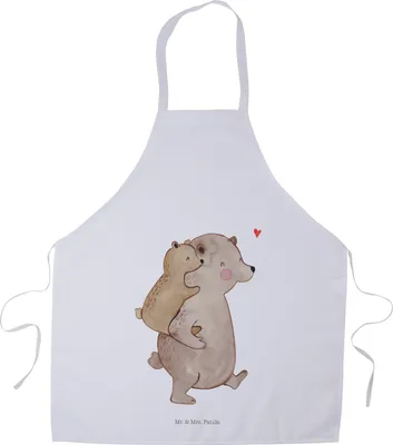 Produktbild von Mr. & Mrs. Panda Kochschürze Papa Bär - Weiß - Geschenk, Vater, Gastro-Schürze, Küchenzubehör, Latzschürze, Kochkleidung, Geburtstag, Vatertag, Muttertag, Schürze