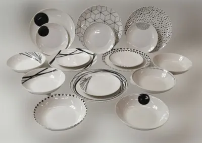 Image de Tognana Service de table Graphic pour 6 personnes, 18 pièces, set d'assiettes Assiette