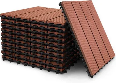 Productafbeelding van Famanu terraspannelen, 30x30 cm, 11 stuks, 1 m², WPC-platen, geschikt voor balkon en terras