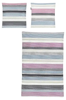 Produktbild von Bettwäsche Soft-Seersucker Rosenholz-blau-schwarz Größe 135x200 cm + 80x80 cm