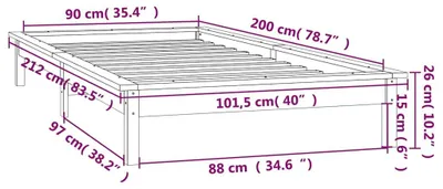 Imagen del producto de Cama de madera maciza con iluminación LED, color blanco, 90x200 cm