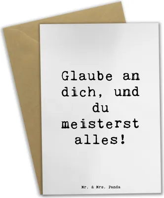 Produktbild von Mr. & Mrs. Panda Glückwunschkarte Spruch Stolpersteine im Alltag meistern - Weiß - Geschenk, Vertrauem, einladungskarten, Glaube an dich, Ermutigung, Mutmacher, Stärke