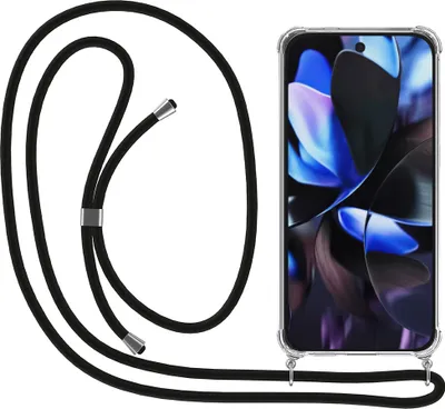 Produktbild von Smartphonica Telefon Fall geeignet für Google Pixel 9 Pro mit Kabel und Bumper - Fall mit Telefon Kabel - TPU Backcover Fall stoßfest mit Lanyard - Transparent