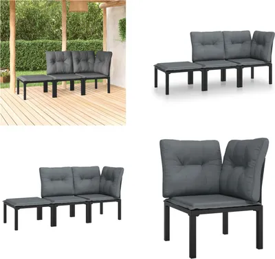 Image de vidaXL 3 pcs. Garden Lounge Set Noir et Gris Poly Rattan - Garden Lounge Set - Garden Lounge Sets - Lounge Set - Garden Lounge Set