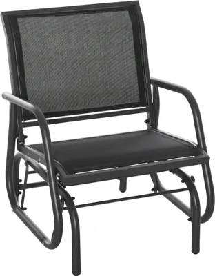 Produktbild von Outsunny Schaukelstuhl, Metall, Schwarz, 75x66x85 cm, Texteline, klassisch, 120 kg, Witterungsbeständig
