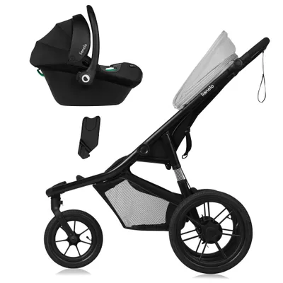Image de Lionelo Poussette jogging à trois roues AZURA de 6 mois à 22 kg Dossier inclinable en position allongée Amortissement complet Capote XXL