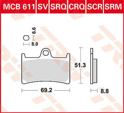 Obrázek produktu pro Sada brzdových destiček TRW MCB611CRQ YZF-R6 RJ05