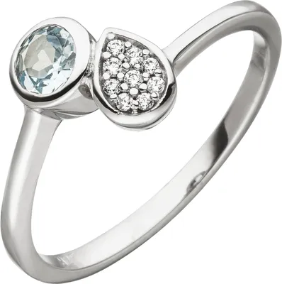 Produktbild von Gr. 58 Damen Ring 925 Silber 1 Blautopas hellblau blau 9 Zirkonia