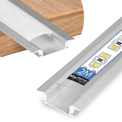 Obrázek produktu pro MasterLED, hliníkový profil pro instalaci LED pásků, šířka 12 mm, délka 2 metry, stříbrná barva, eloxovaná povrchová úprava