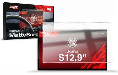 Produktbild von Matte Autodisplayfolie für Scania S 12,9" (2024-2025), Grizz Protector