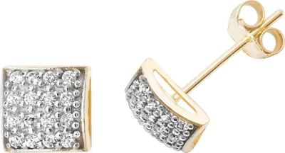 Produktbild von Elegante 9 Karat (375) Gold Damen - Paar Ohrstecker mit Zirkonia - 6mm*6mm; TRS27115