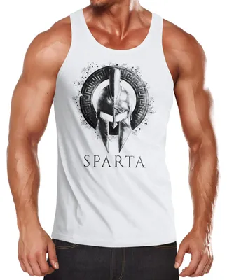 Produktbild von Herren Tank-Top Aufdruck Sparta Helmet Krieger Warrior Spartahelm Fitness Muskelshirt Muscle Shirt Neverless® weiß weiß XL