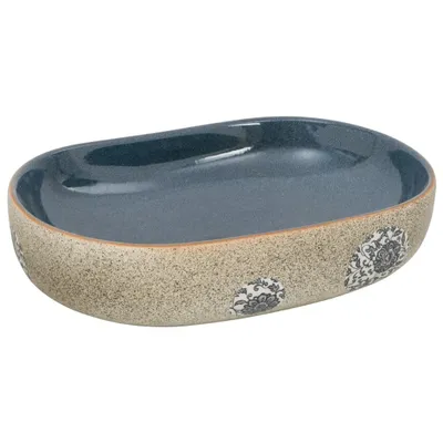 Zdjęcie produktu dla vidaXL Umywalka nablatowa Piaskowa Niebieska Owalna 59x40x14 cm Ceramiczna
