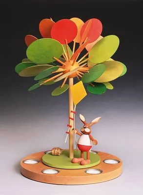 Produktbild von Tischpyramide Teelichtpyramide mit Schnupperhase bunt Höhe 42 cm NEU