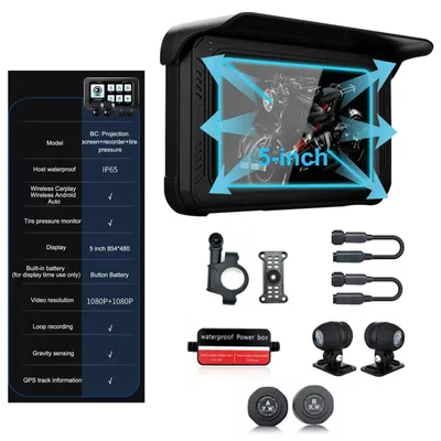 Immagine prodotto di GPS per moto - Navigazione per moto - Sistema di navigazione - GPS per motociclette - Navigatore CarPlay - Impermeabile IP65