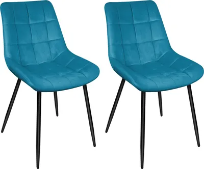 Produktbild von 2er Set Esszimmerstühle Küchenstuhl Polsterstuhl Wohnzimmerstuhl aus Samt mit Rückenlehne Dunkelblau