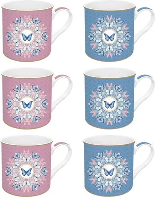 Produktbild von 6er Set Becher SPRING PARADE Schmetterlinge und Blumenwiese 300ml Easy Life