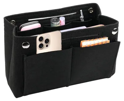 Produktbild von Filz Handtaschenorganizer Taschenordner Organizer - 24 x 8 x 15 cm - 9 Fächer - Zwei Metall-Druckknöpfe