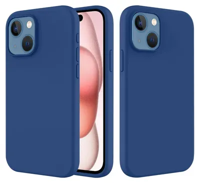 Productafbeelding van MobyDefend Hoesje - Geschikt voor iPhone 15  -  Matte Siliconen Backcover - Blauw