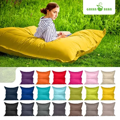 Produktbild von Green Bean® Indoor Sitzsack "Square" 140x180cm mit 380 Liter EPS Perlen Füllung - für Kinder & Erwachsene - Gelb