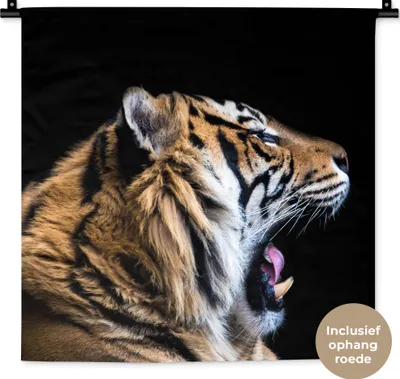 Produktbild von MuchoWow® Wandteppich Wandbehang Tiger - Tiere - Porträt 60x60 cm Tapisserie Dekoration Wandtuch - Dekorationen - Wand Decke