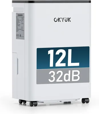 Zdjęcie produktu dla Odwilżacz powietrza elektryczny, pojemność 12 litrów, z cyfrowym wyświetlaczem wilgotności, przeznaczony do użytku domowego, skuteczny w pomieszczeniach do 60 m², z automatycznym wyłączaniem