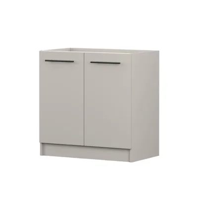 Produktbild von Spülenschrank INEZ V, Küche, Küchenschrank zweitürig 80 cm Kaschmir/Schwarz mit zwei Drehtüren, schwarze Metallgriffe