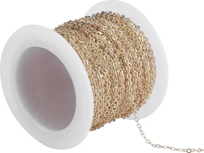 Image de 10 mètres de chaîne de bijouterie, croix/ovale 2.2mm couleur or, DIY pour bracelets & colliers, 2,2x1.8x0,3 mm