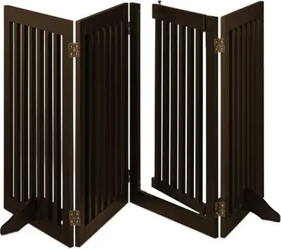 Obrázok produktu pre Hnedá bezpečnostná brána s dverami 92 cm