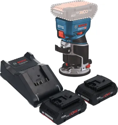 Produktbild von Bosch GKF 18V-8 Professional Akku Kantenfräse 18 V 8,0 mm Brushless + 2x ProCORE Akku 4,0 Ah + Ladegerät