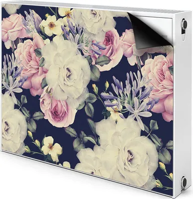 Produktbild von Magnet Heizung Verkleidung Abdeckung Heizung Heizkörperabdeckung 110x60 cm  - Weiß, Rosen, Jahrgang