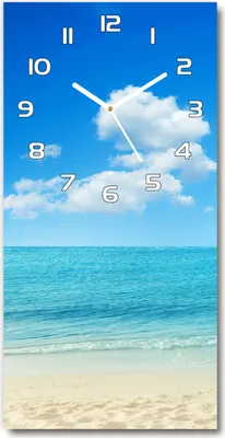 Produktbild von Wanduhr aus Glas – 30x60 cm - Glasbild - Glasuhr - Gehärtetes Glas -Tropischer Strand