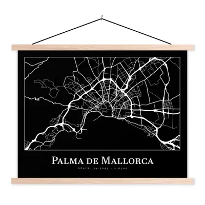 Produktbild von MuchoWow® Textilposter Karte - Stadtplan - Palma de Mallorca - Karte 40x30 cm mit holzfarbenen Rahmen - Bilder