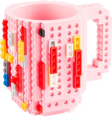 Immagine prodotto di Tazza da caffè Brick Mug rosa – Tazza creativa a forma di mattoncino per bambini e adulti, con kit iniziale incluso, tazza fai da te da assemblare