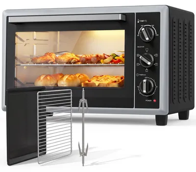 Productafbeelding van Mini-oven van 46 liter met draaispit, heteluchtfunctie, temperatuurregeling en timer, 1800W, zwart