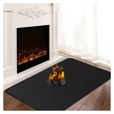 Obrázek produktu pro Ohnivzdorná podložka pod kamna - Ochranná rohož - 120 x 90 cm - 1 mm - Černá - Pro krb a kamna