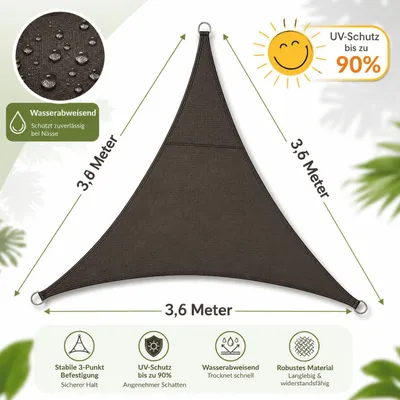 Produktbild von Sonnensegel Dreieck Sonnenschutz Schattensegel UV-Schutz Windschutz Grau
