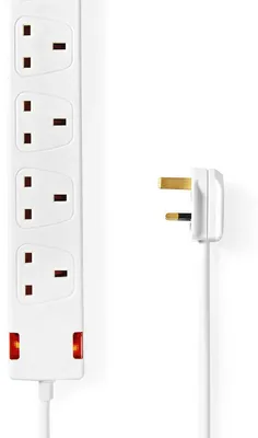 Produktbild von Nedis Steckdosenleiste - UK / Typ G - 6-Wege - 3.00 m - 3120 W - 13 A - Weiss