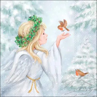 Produktbild von 20 Servietten Angels Friend - Sanfter Engel mit Vogel 33x33cm