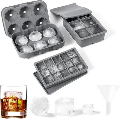 Produktbild von Famanu Eiswürfelformen Set - Große und Kleine Eisballen für Cocktails und Getränke