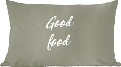 Produktbild von MuchoWow® Zierkissen Sofakissen Wohnzimmer Dekokissen 60x40 cm Zitate - Sprichwörter - Essen - Gutes Essen - Kopfkissen - Polster mit Foto